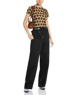 Cotton High Rise Latch Closure Jeans in Black by MARNI