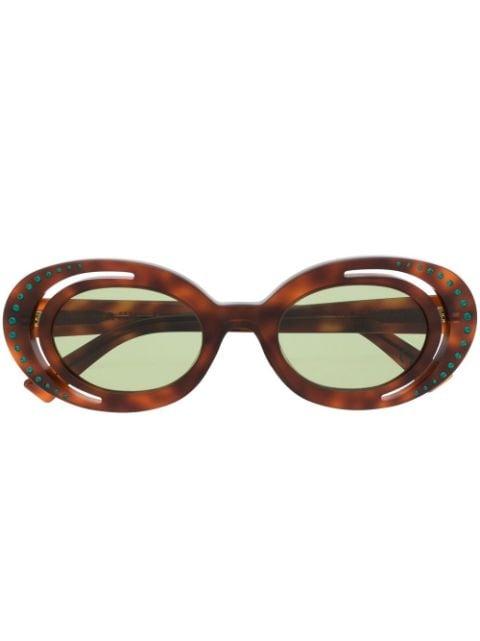 Zion tortoiseshell oval-frame sunglasses by MARNI EYEWEAR