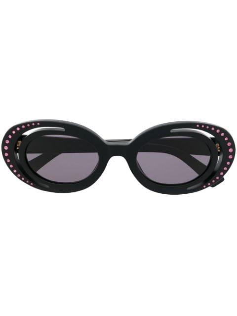 crystal-embellishment oval-frame sunglasses by MARNI EYEWEAR