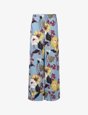 Floral Wide-Leg Satin Trousers by MARNI