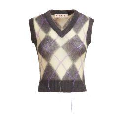 Gilet with diamond pattern and welt stitch by MARNI