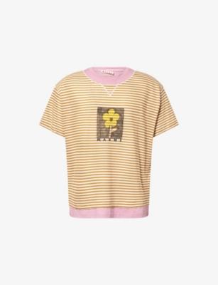 Graphic-Print Pinstripe Cotton T-Shirt by MARNI