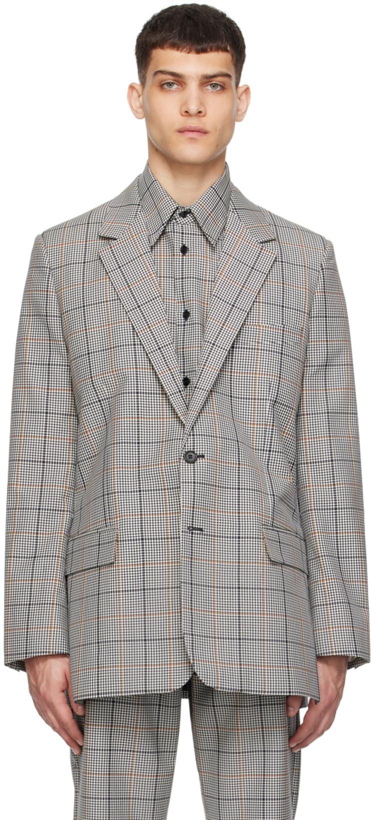 Gray Check Blazer by MARNI