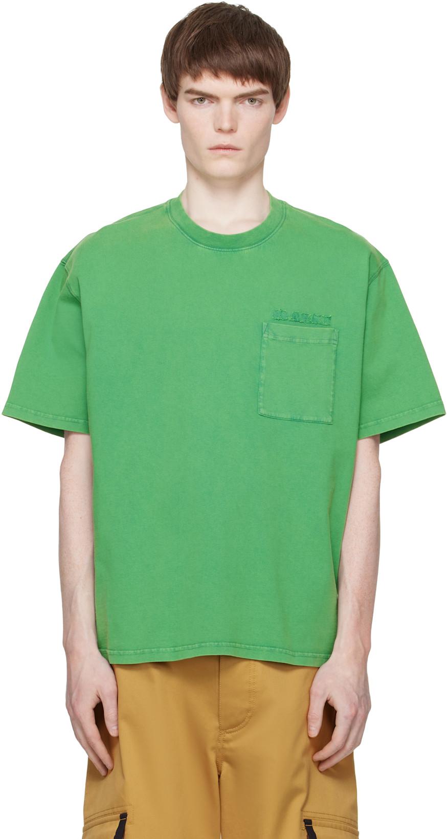 Green Cotton 'Marni Patches' T-shirt by MARNI