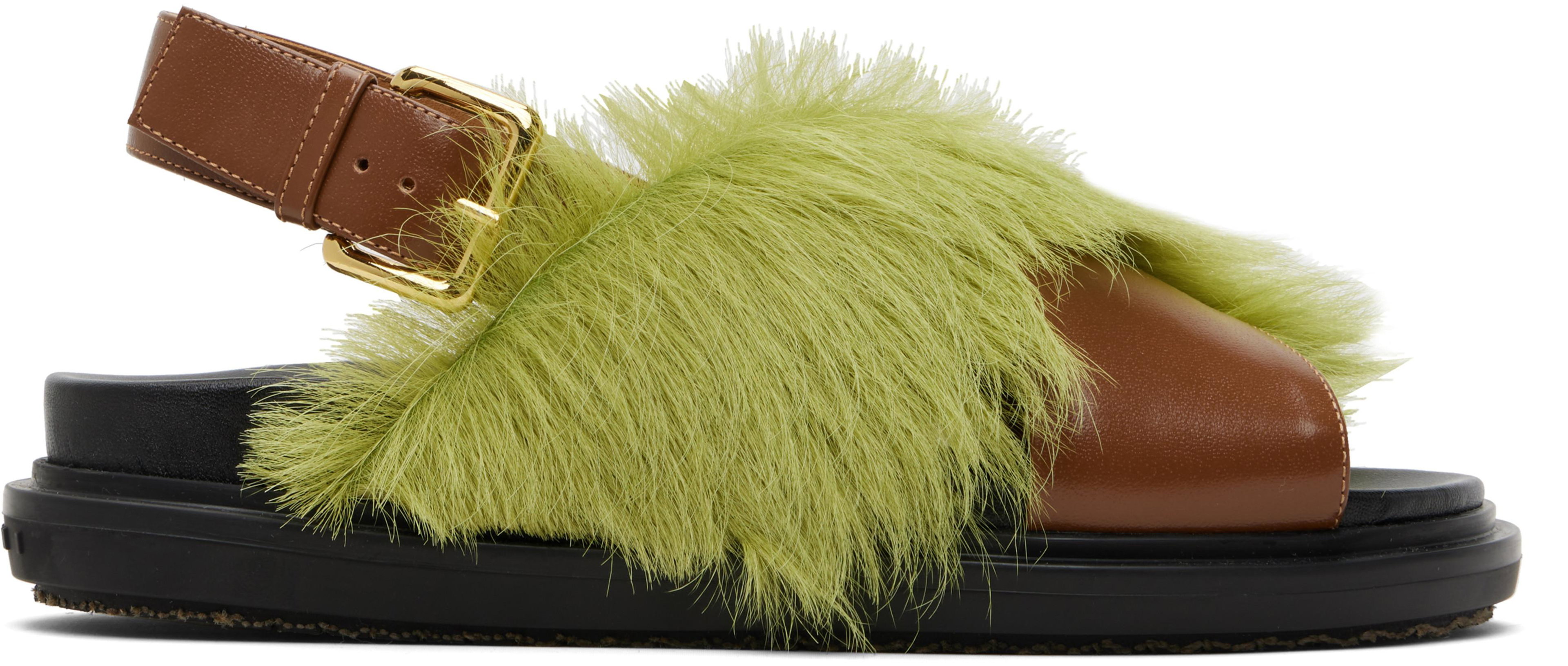 Green & Brown Fussbett Sandals by MARNI