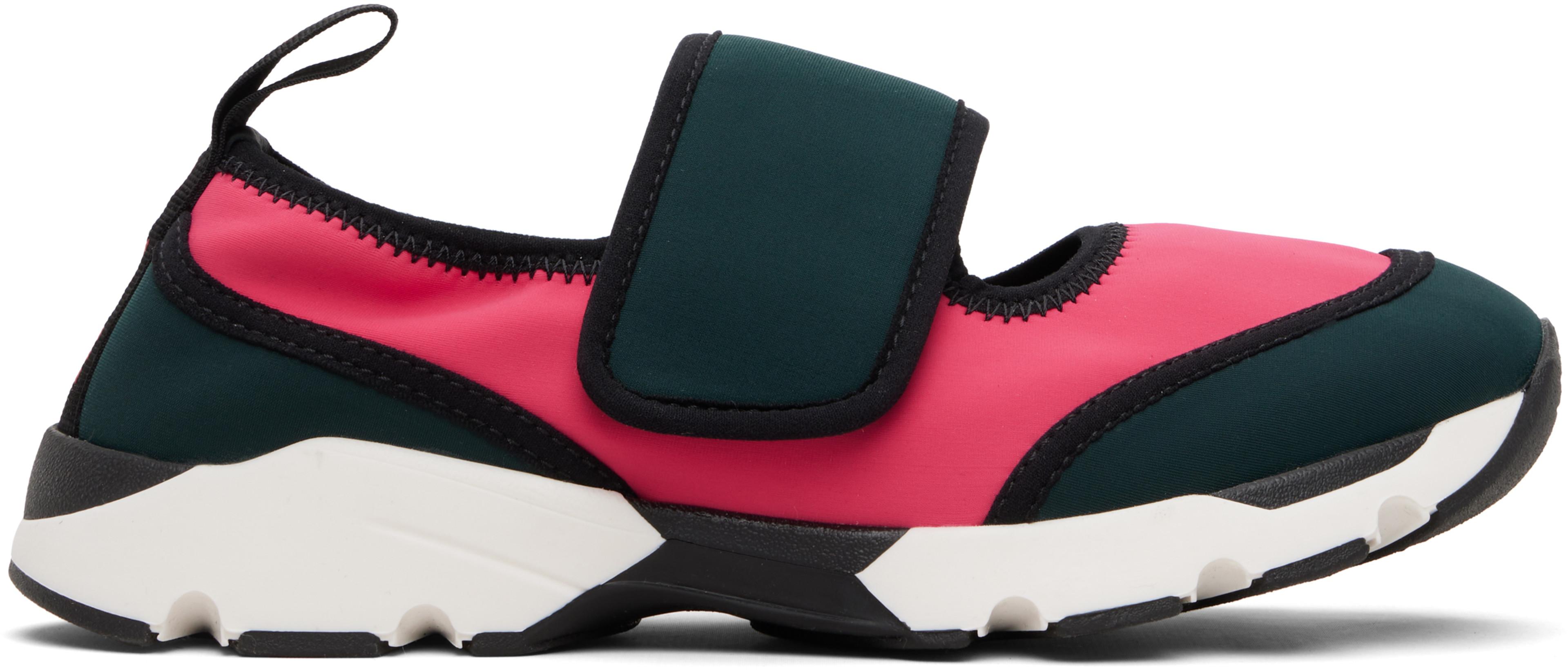Green & Pink Lycra Mary Jane Running Sneakers by MARNI