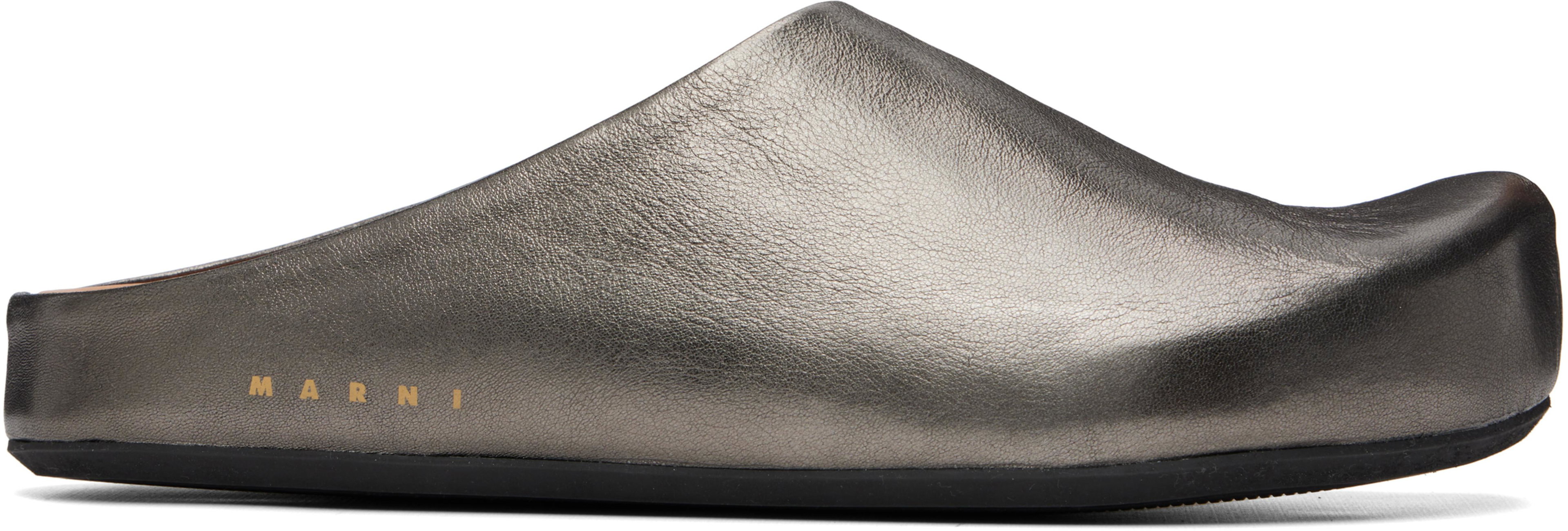 Gunmetal Fussbett Sabot Slip-on Loafers by MARNI