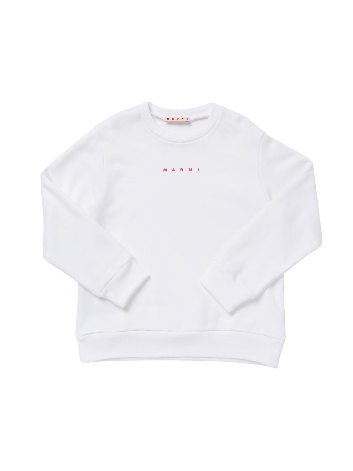 Printed Cotton Crewneck Sweatshirt by MARNI JUNIOR