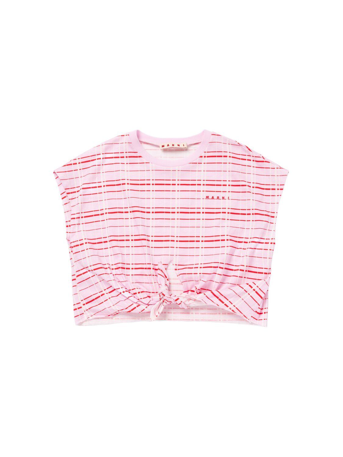 Printed Cotton Jersey Cropped Top by MARNI JUNIOR