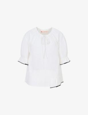 Keyhole-Detail Pleated-Detail Silk-Blend Top by MARNI