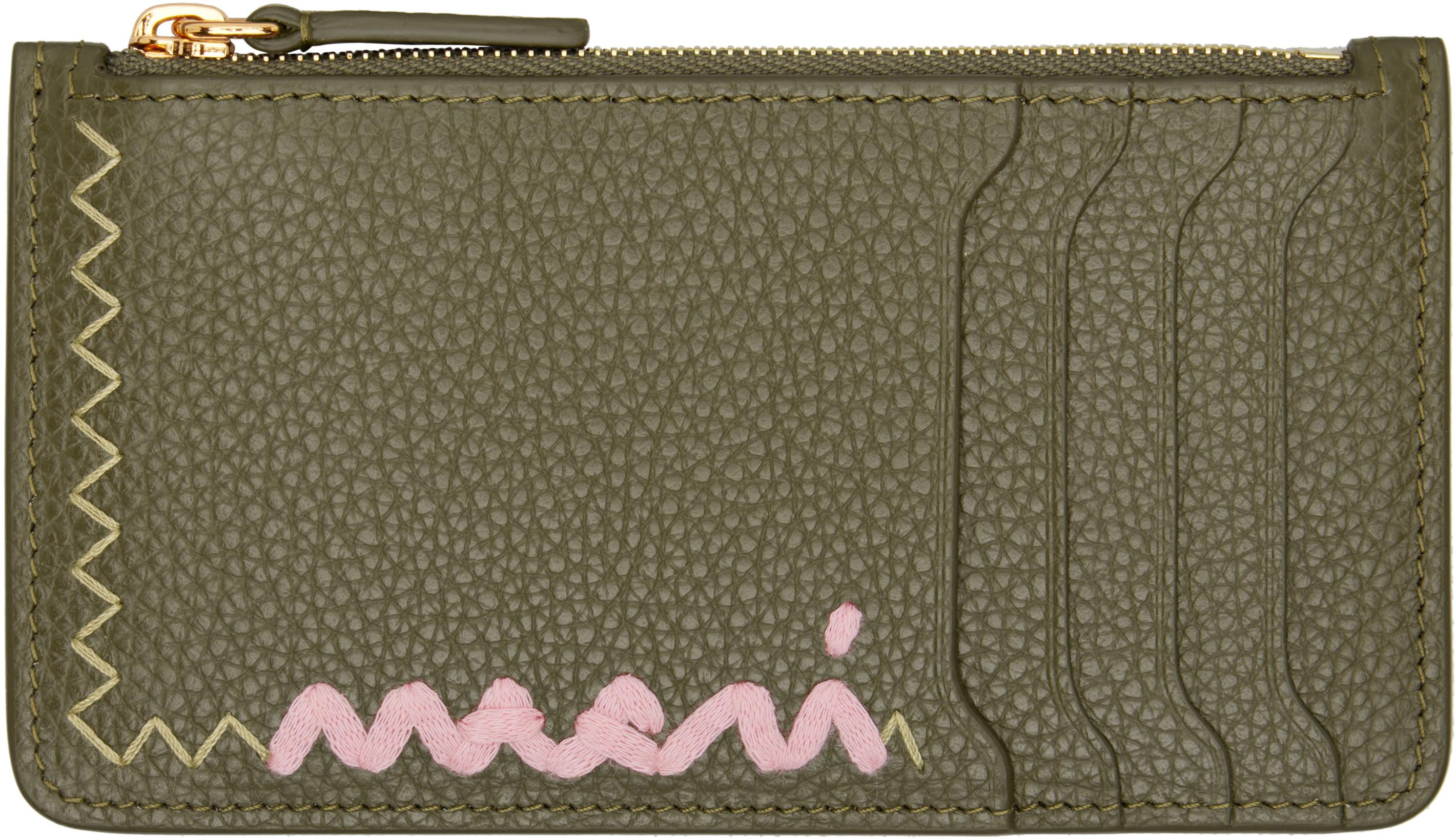 Khaki Zipped Card Holder by MARNI