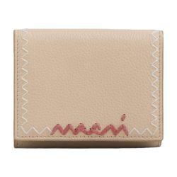 Leather trifold wallet with marni mending embroidery by MARNI