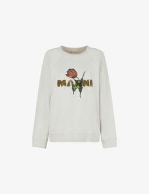 Logo-Print Round-Neck Cotton-Jersey Sweatshirt by MARNI