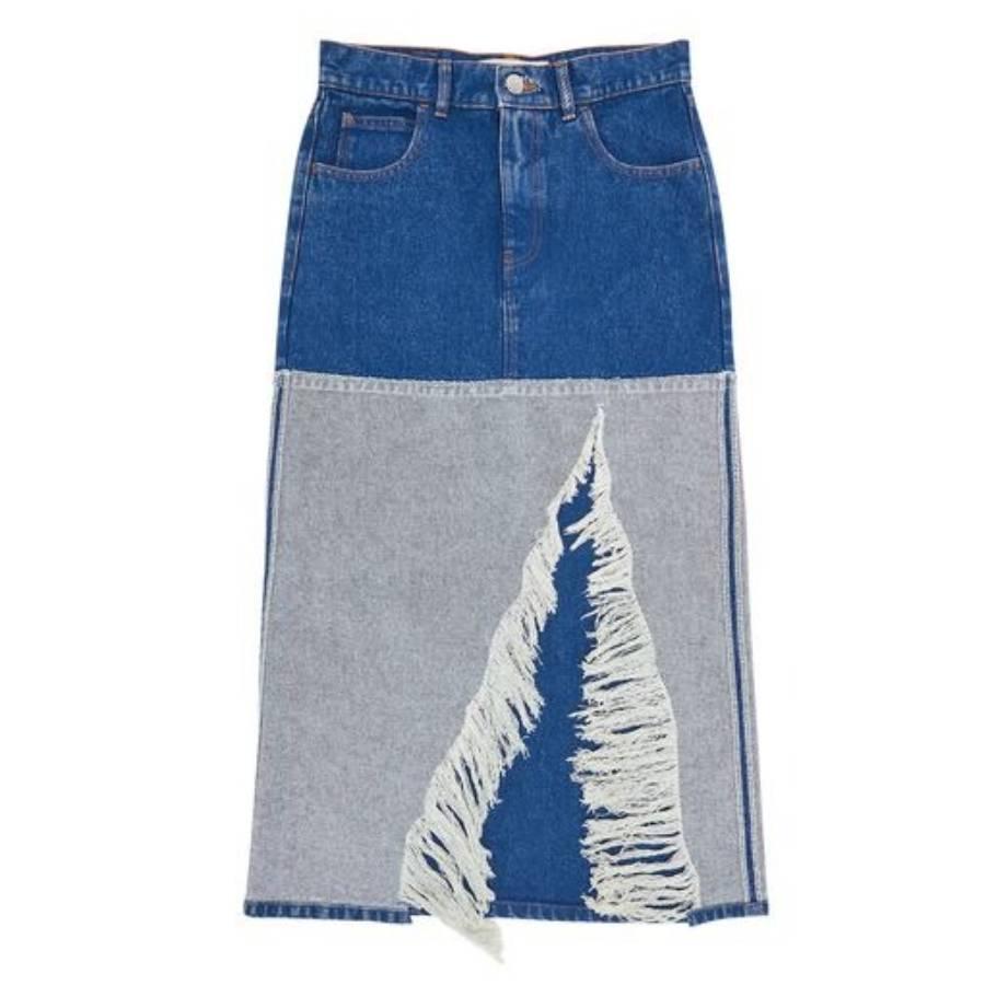 Marni Bleached Coated Denim Midi Skirt by MARNI