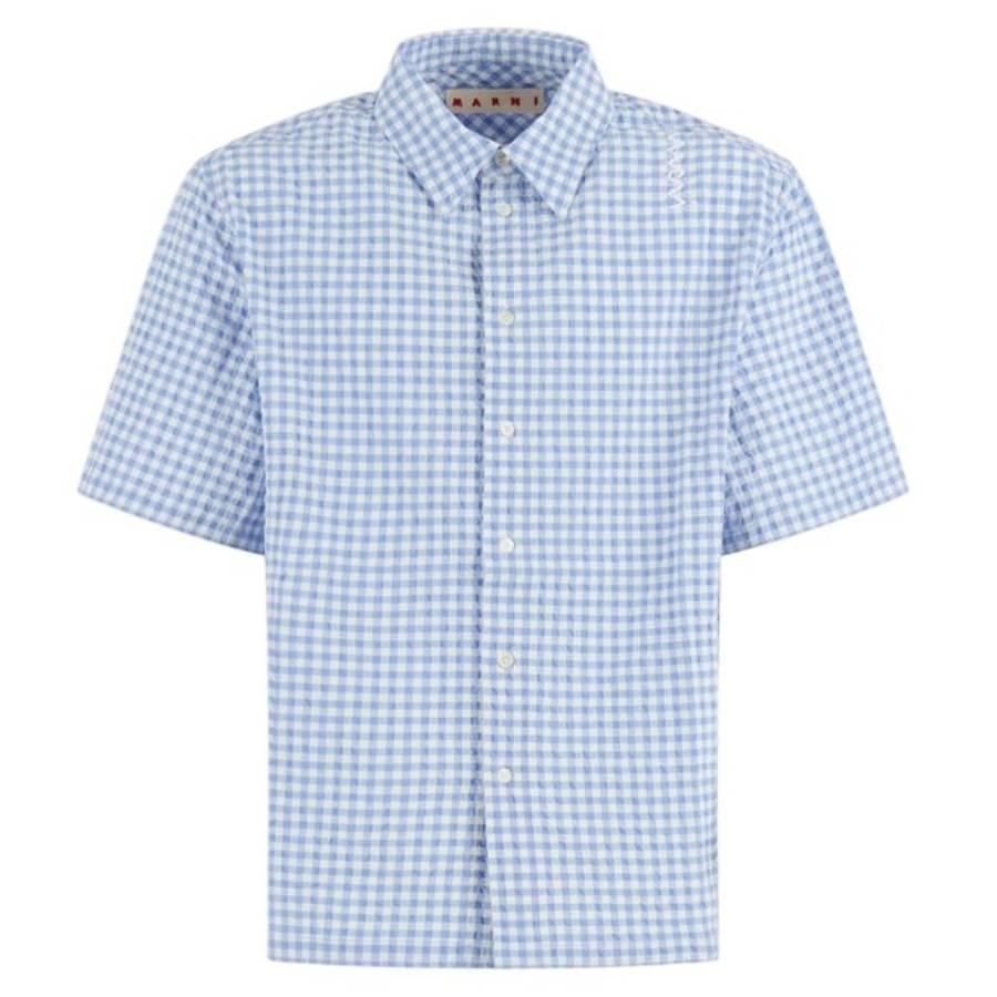 Marni Seersucker Short-Sleeved Checked Shirt by MARNI