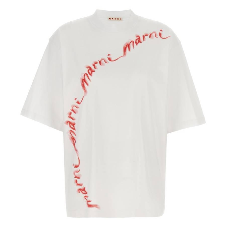 Marni Wavy Logo Cotton-Jersey T-Shirt by MARNI