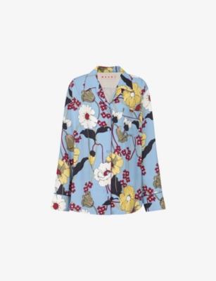Melodia Floral-Print Satin Pajama Shirt by MARNI