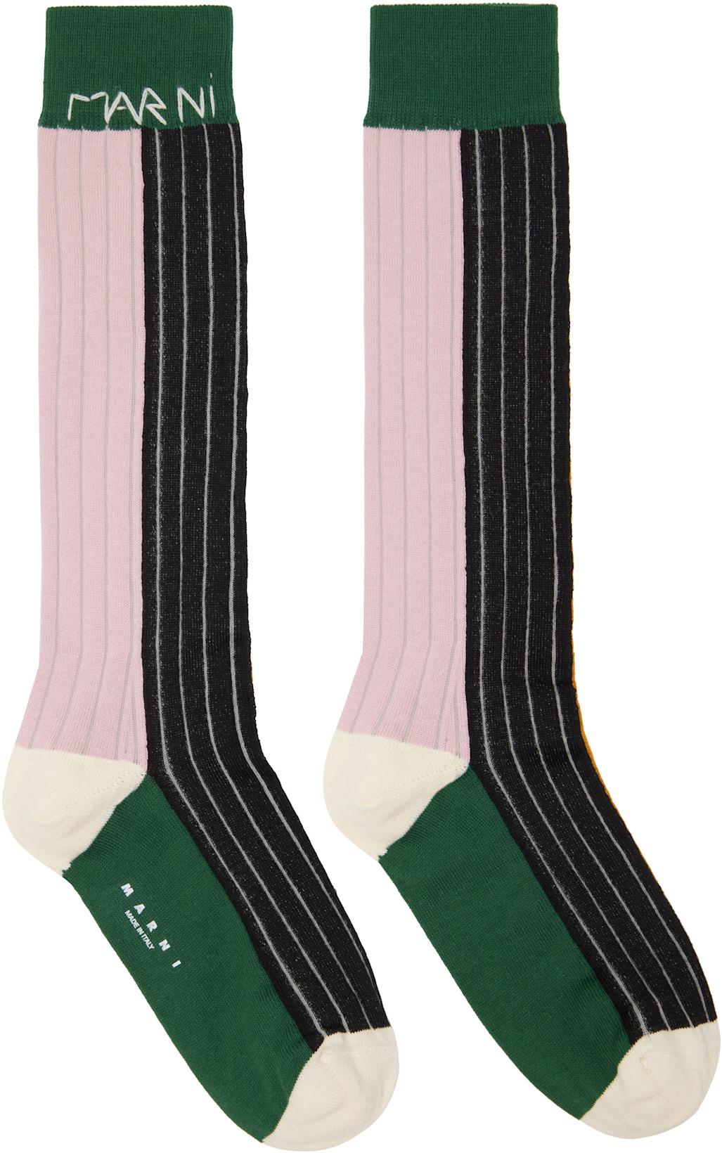 Multicolor Cotton Color-Block Socks by MARNI