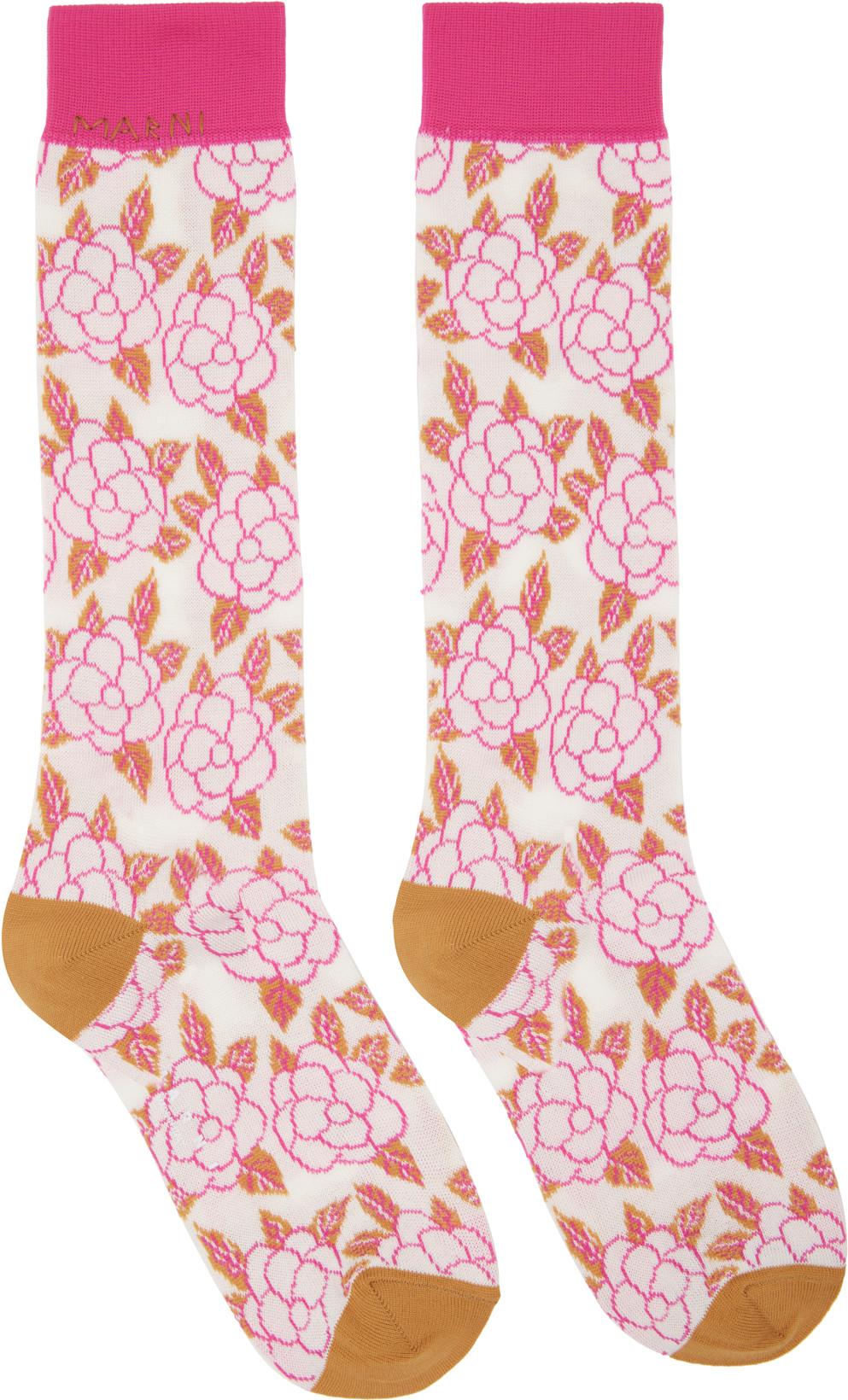 Multicolor Flower Jacquard Socks by MARNI