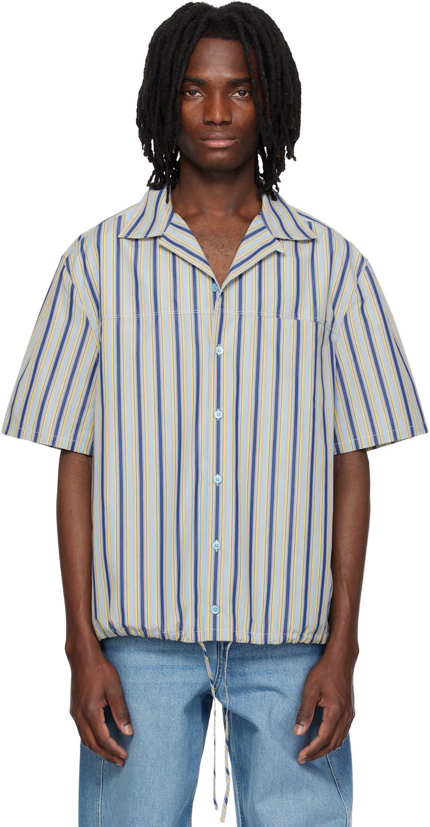 Multicolor Striped Drawstring Hem Cotton Shirt by MARNI