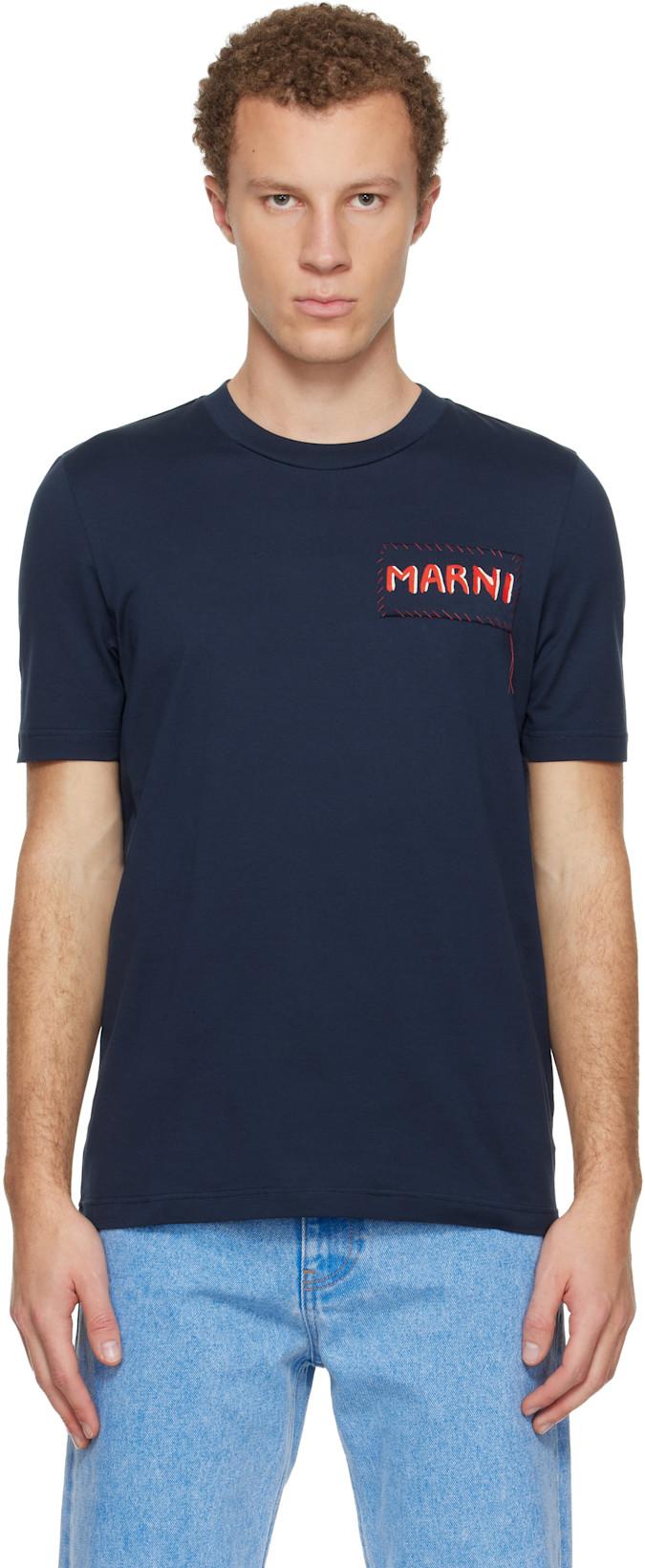 Navy Crew Neck T-shirt by MARNI