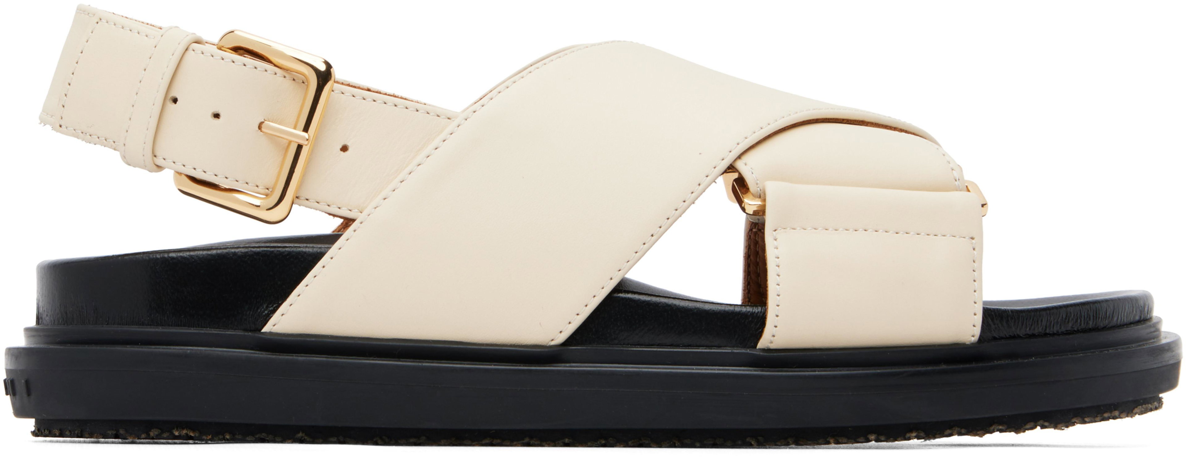 Off-White Leather Fussbett Sandals by MARNI