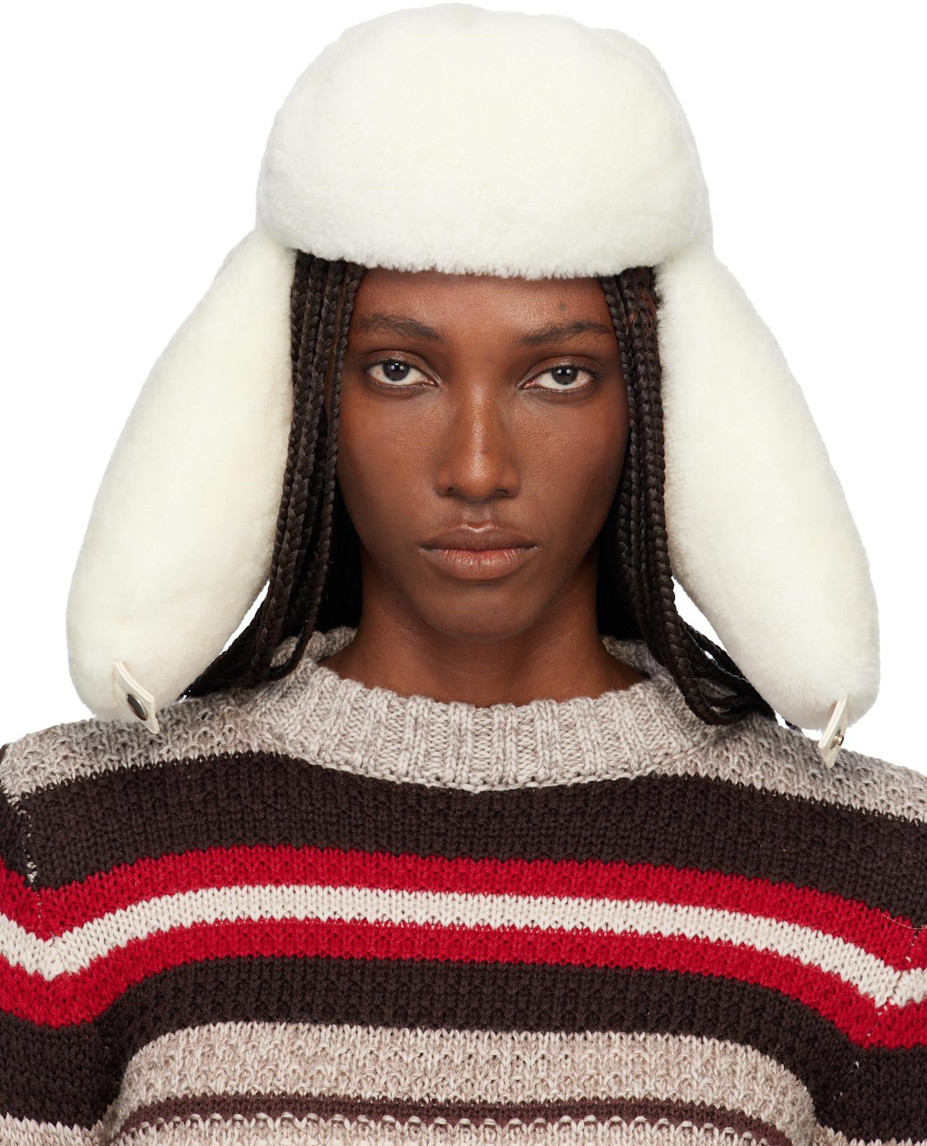 Off-White Shearling Aviator Hat by MARNI