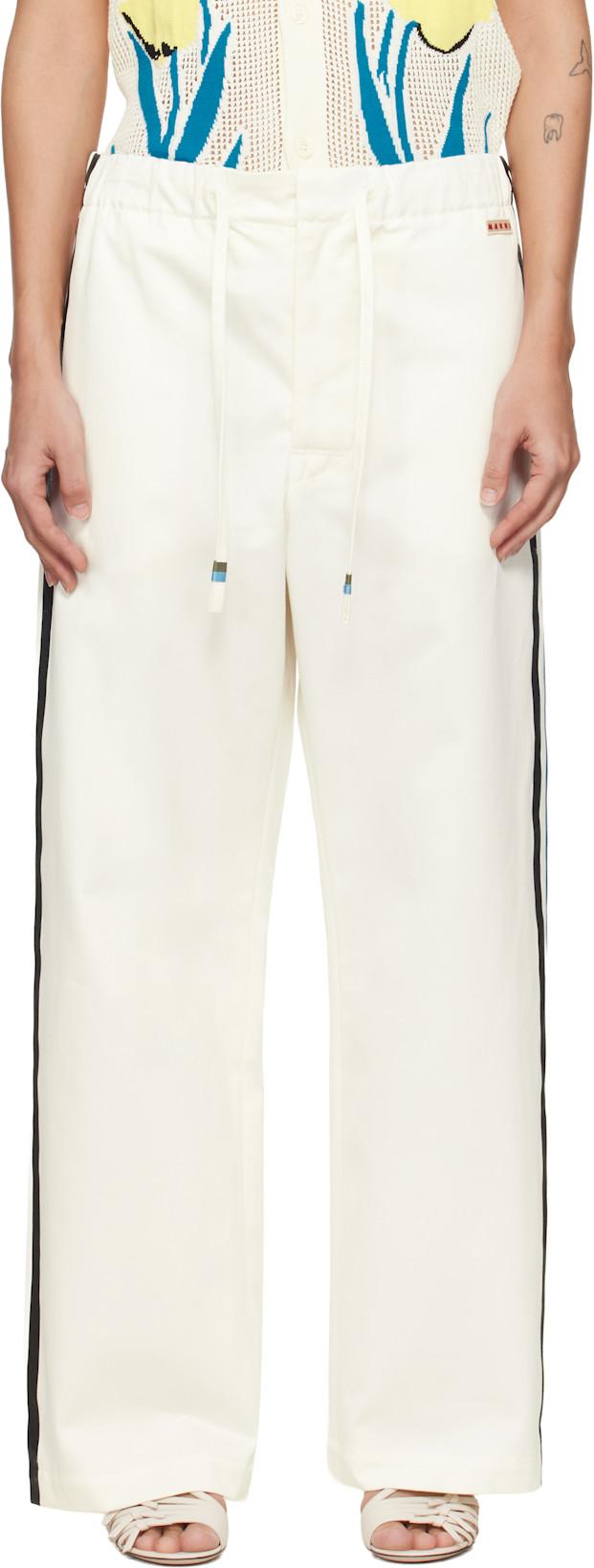 Off-White Stripe Straight Leg Trousers by MARNI