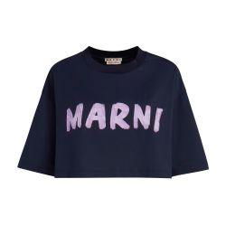 Organic cotton t-shirt with printed maxi logo by MARNI