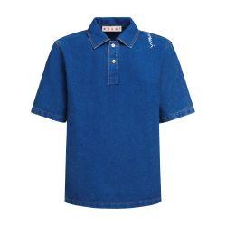 Oversize organic denim polo shirt by MARNI