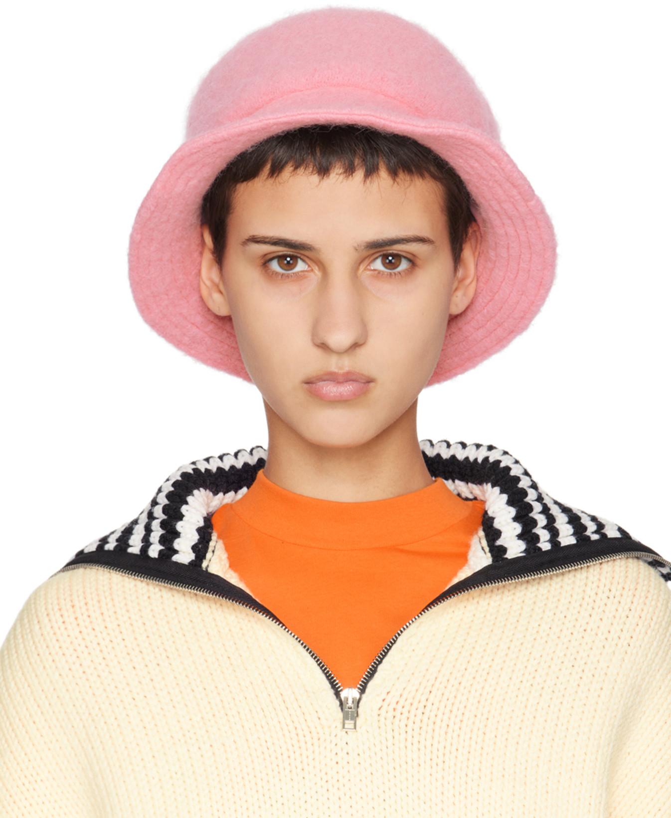 Pink Brushed Alpaca Bucket Hat by MARNI