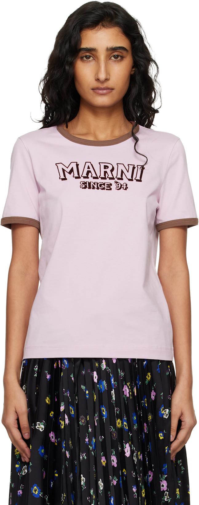 Pink Flock Print Jersey T-shirt by MARNI