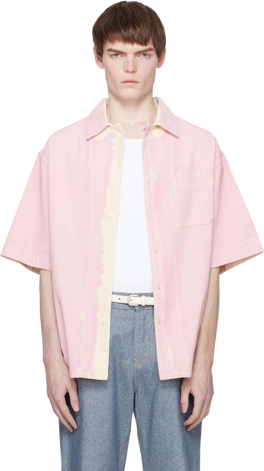 Pink Screen-Printed Denim Shirt by MARNI