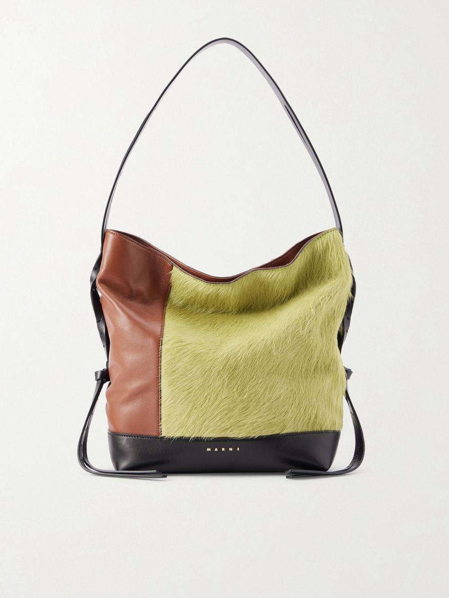 Pod 2.0 leather and calf hair shoulder bag by MARNI