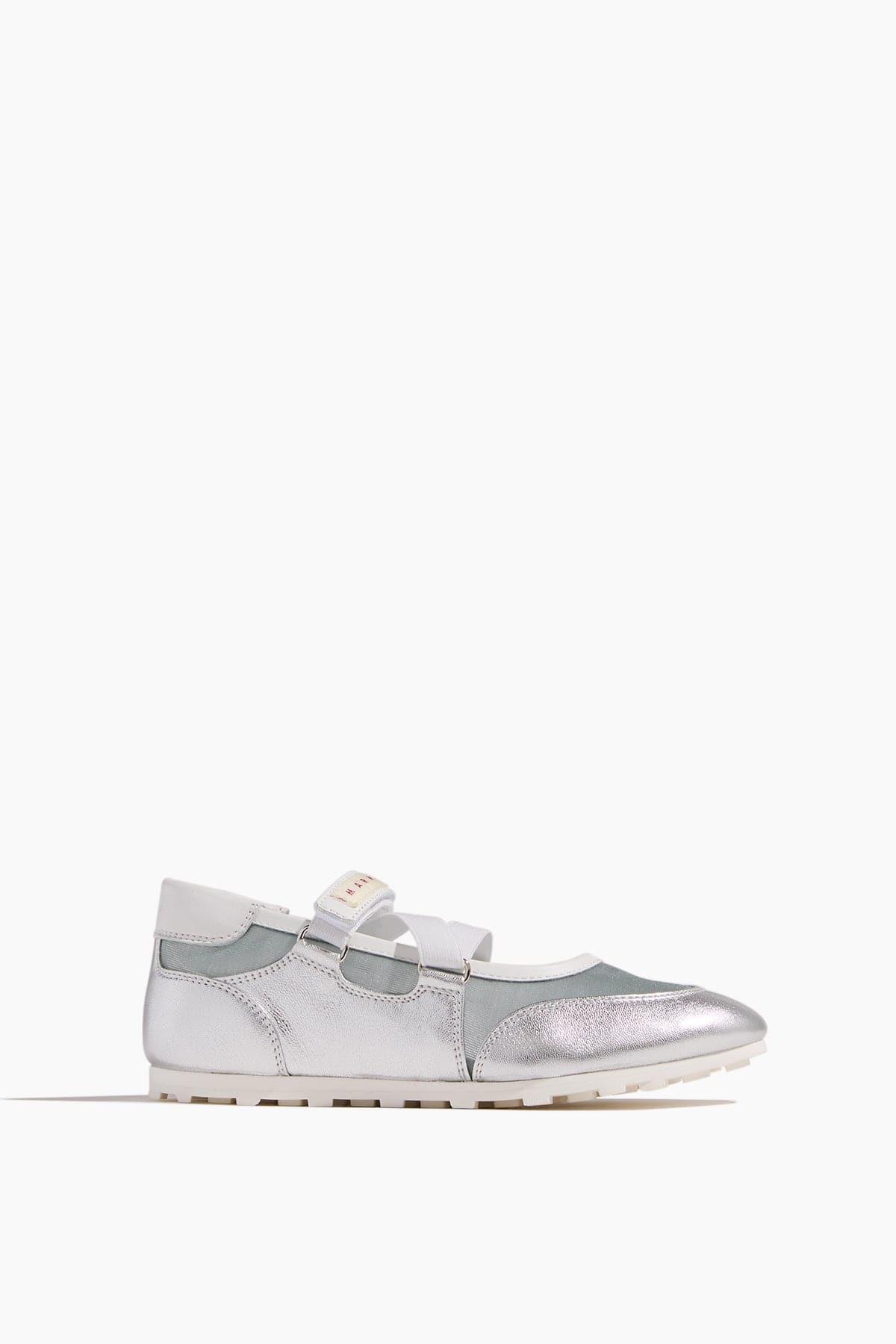 Retro Soccer Ballerina Sneakers in Light Blue/Silver by MARNI