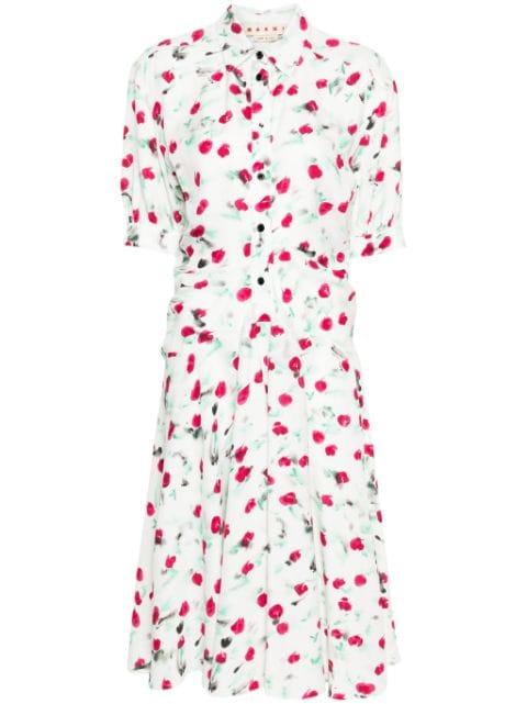 Reverie-print crepe midi dress by MARNI