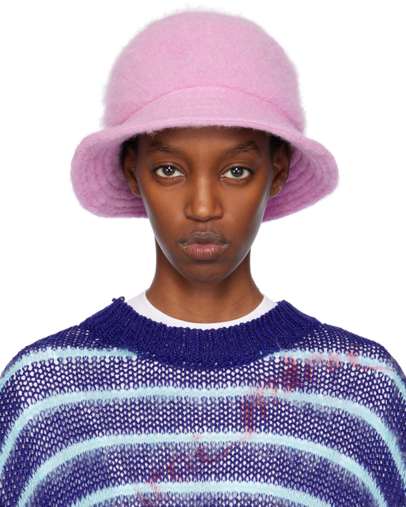 SSENSE Exclusive Pink Furry Bucket Hat by MARNI