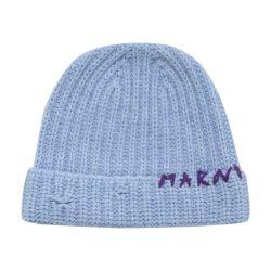 Shetland wool beanie with Marni mending-stitch logo by MARNI