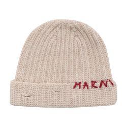 Shetland wool beanie with Marni mending-stitch logo by MARNI