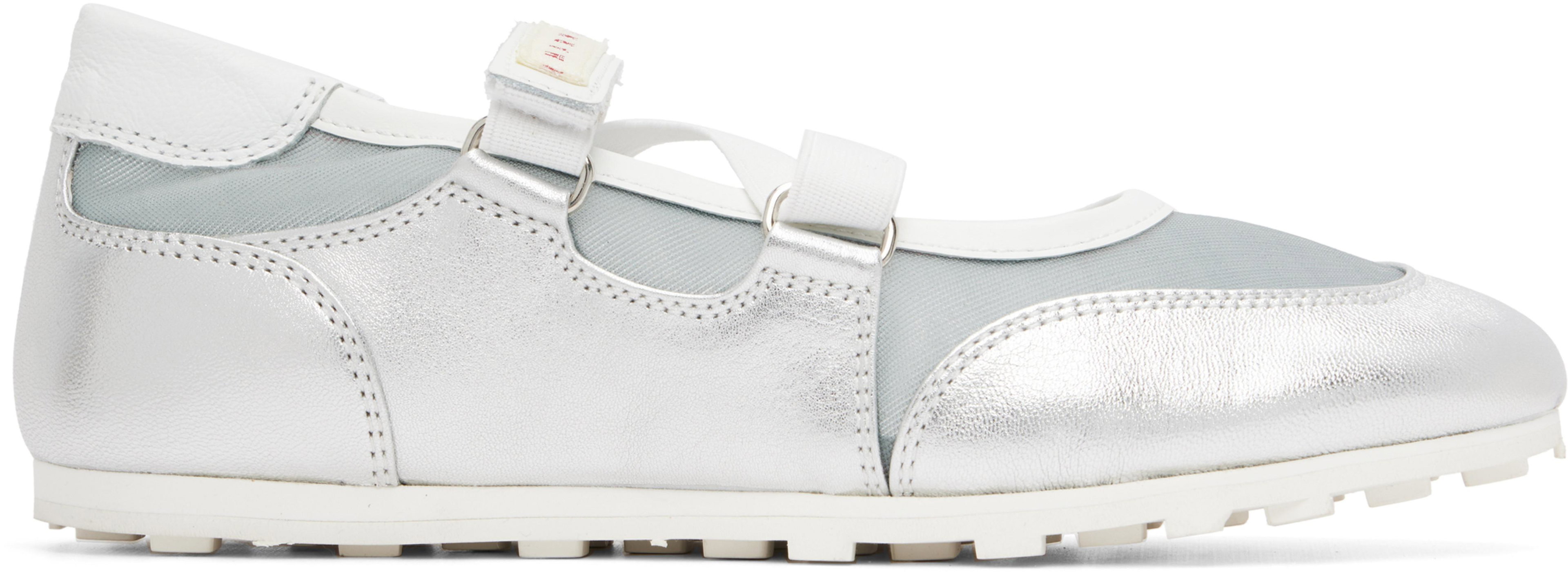Silver & Blue Mary Jane Velcro Sneakers by MARNI