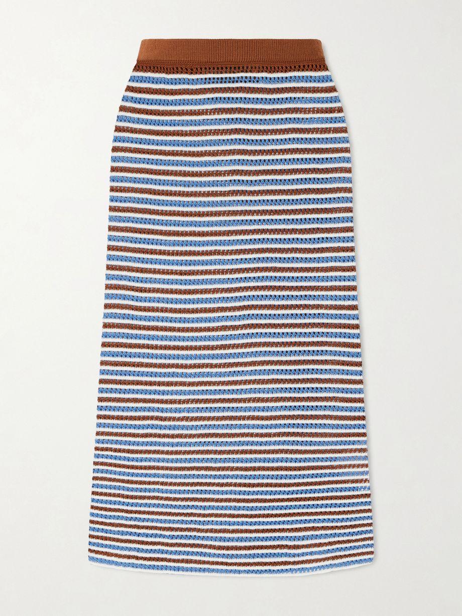 Striped open-knit cotton midi skirt by MARNI