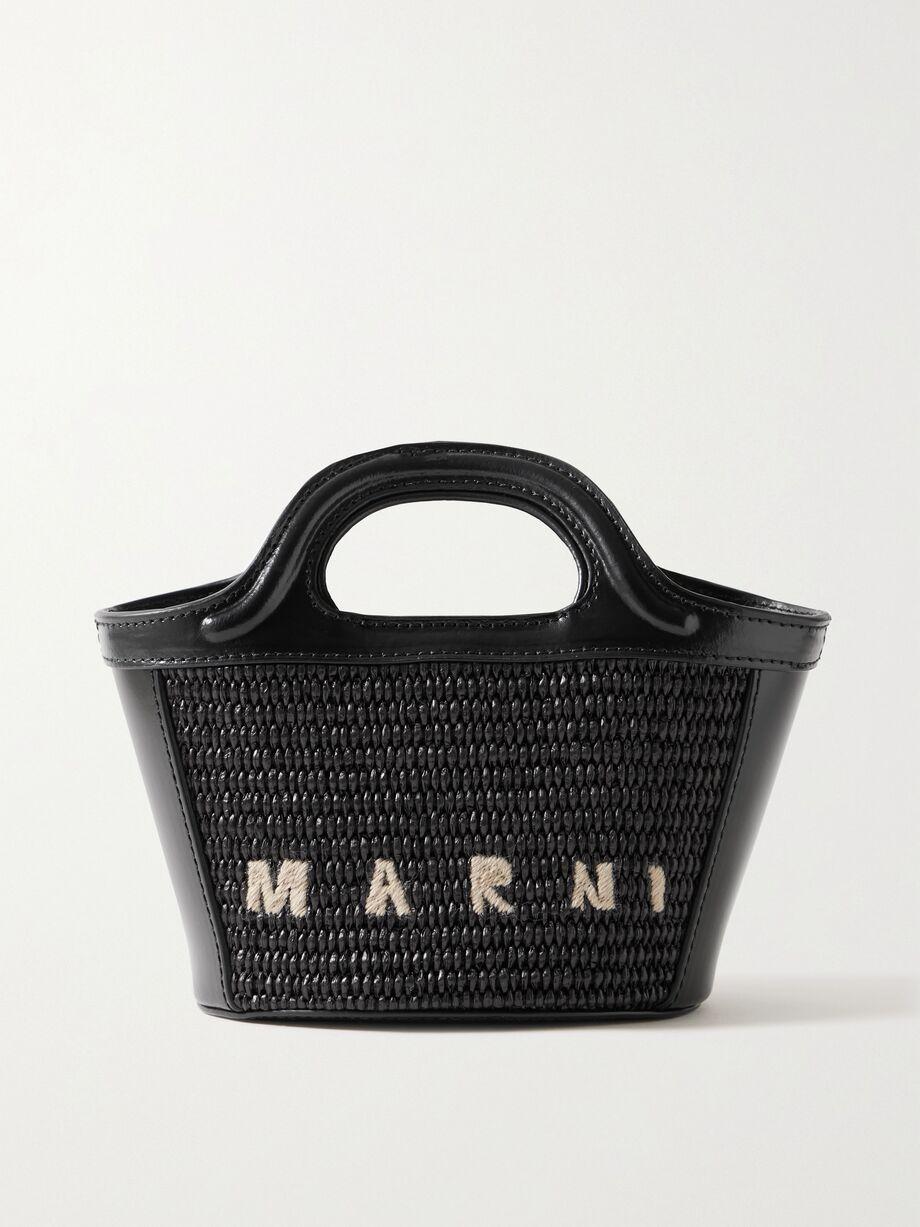 Tropicalia micro leather and embroidered raffia-like tote by MARNI