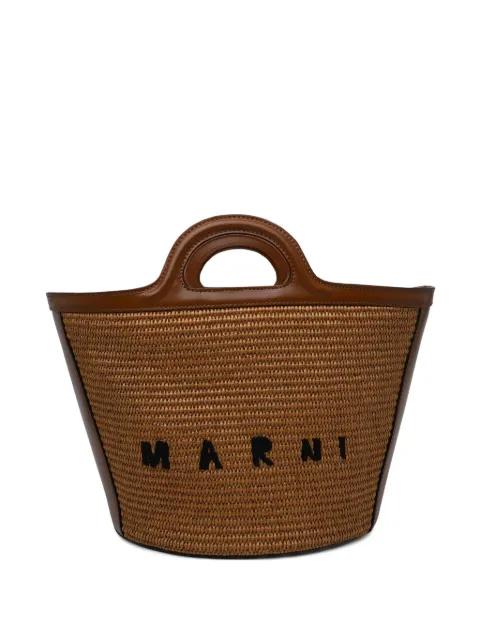 Tropicalia small bag in leather and raffia-effect fabric by MARNI