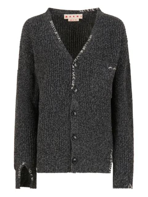 V-neck logo-embroidered cardigan by MARNI