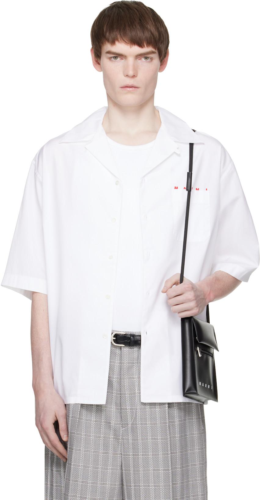 White Peeping Marni Logo Bowling Shirt by MARNI