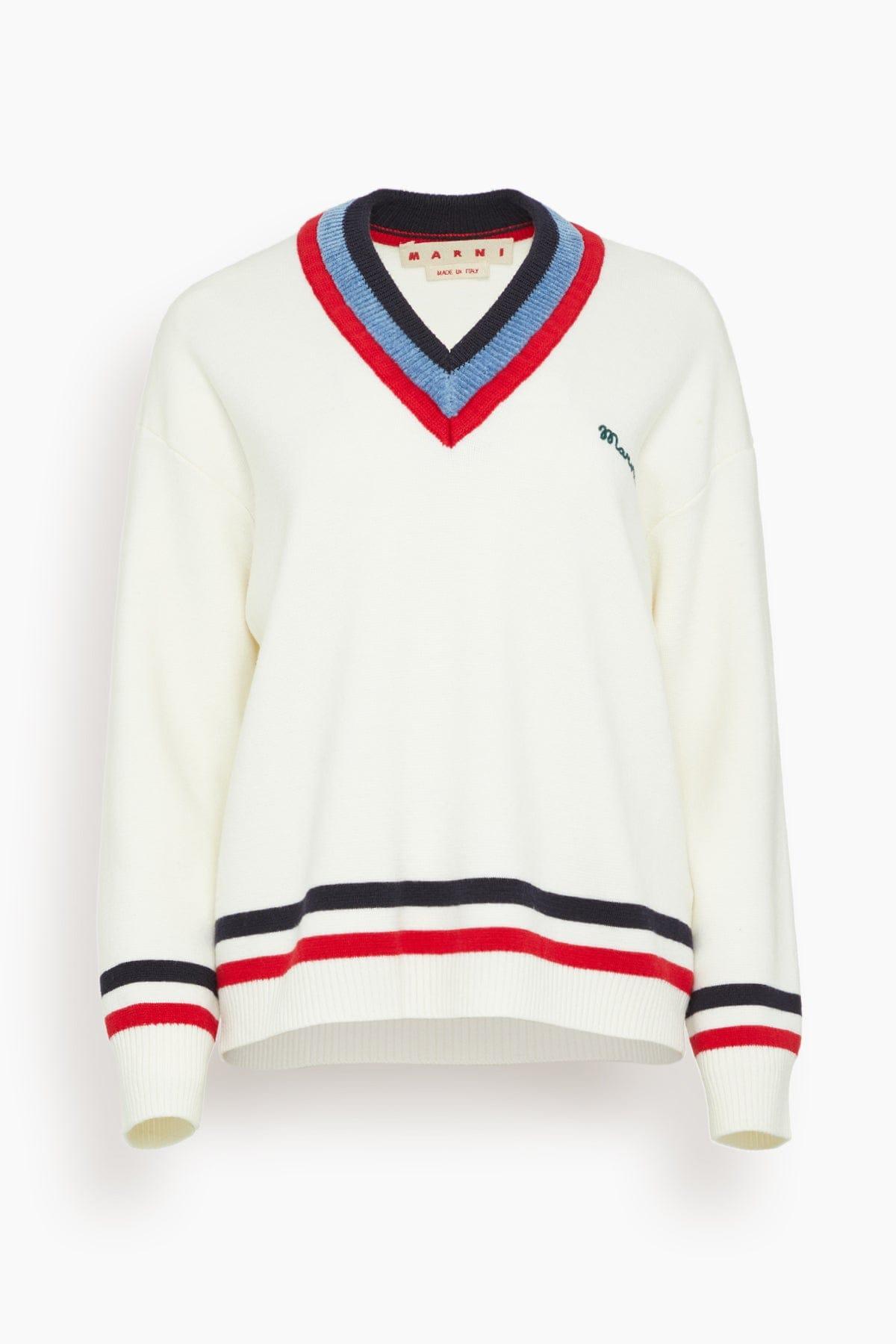 Wool V-Neck Sweater in Cream by MARNI