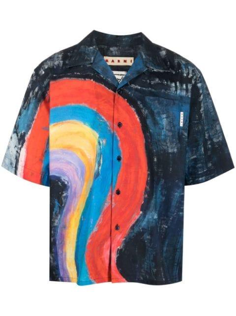 abstract-print cotton shirt by MARNI