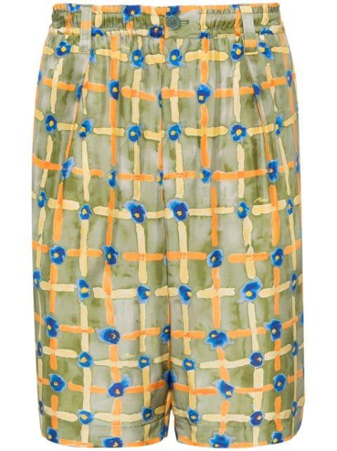 abstract-print silk Bermuda shorts by MARNI