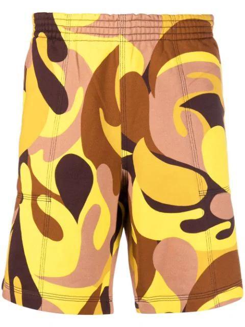 abstract-print track shorts by MARNI