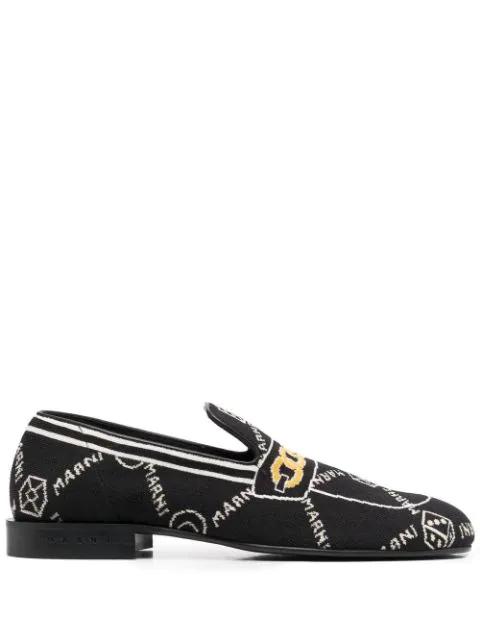 all-over logo-jacquard loafers by MARNI